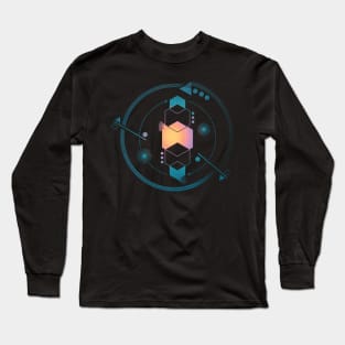 Galaxy geometric Planet blue abstract Long Sleeve T-Shirt